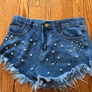 brand new (size 26-27) studded jean shorts